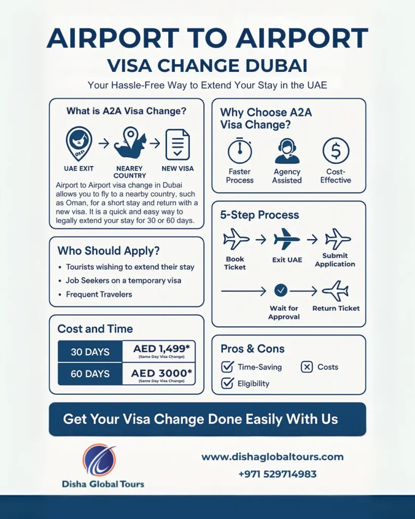 Airport to Airport Visa Change Dubai, UAE