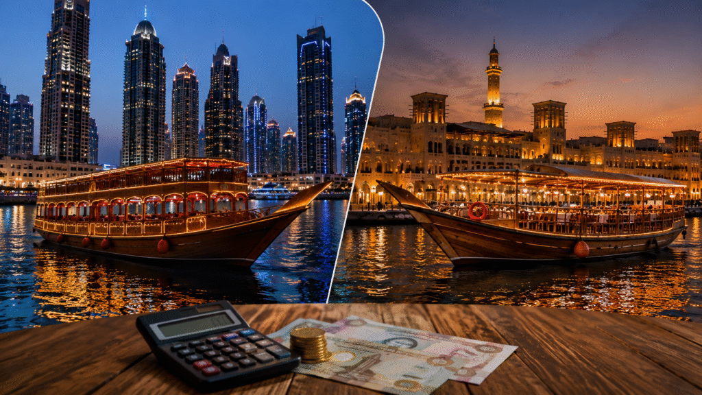 Cost of Dubai Marina and Dubai Creek Dhow Cruise